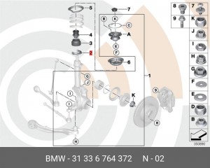Прокладка BMW 1 (E81,E87) пружины передней нижняя OE 31 33 6 764 372 BMW