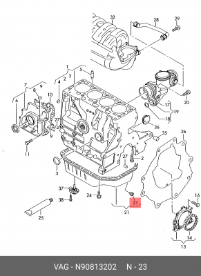 Болт слива масла VAG N 908 132 02 N 908 132 02 VAG