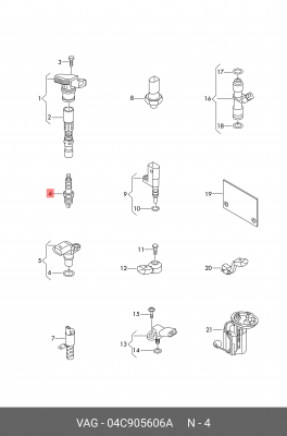 Свеча зажигания Longlife оригинал 100 CWVA/CWVB/CHYB/CHYA VAG 04C905606A 04C 905 606 A VAG