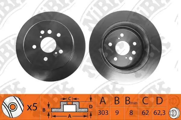 Диск тормозной TOYOTA Rav 4 (00-05) задний (1 шт.) NIBK RN1207 NIBK