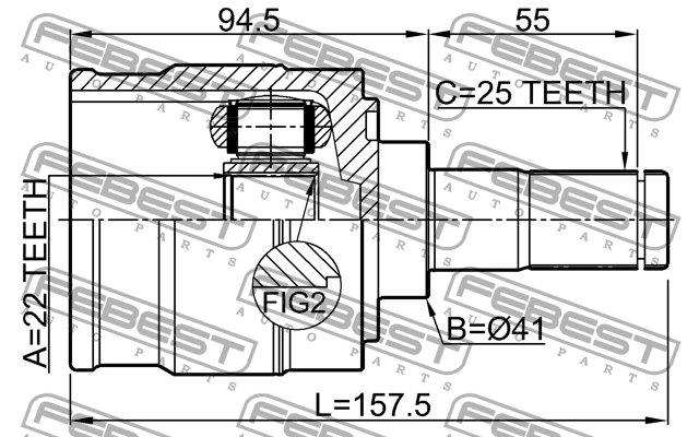 ШРУС внутр левый HYUNDAI i30 (2012-) 1211-I30LH 1211I30LH FEBEST