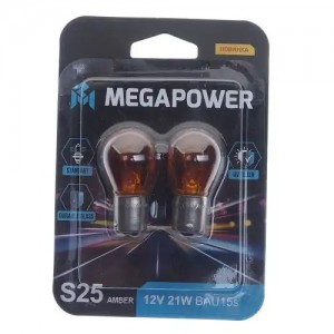 Лампа 12V PY21W BAU15s блистер (2шт.) Orange Standart MEGAPOWER 37033059 MEGA POWER