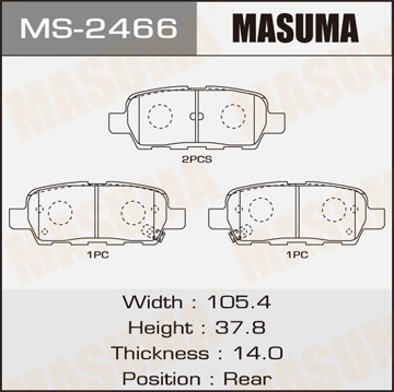 колодки дисковые задние!\ Nissan Murano/Quasqai/Murano 1.6-3.5,Infiniti FX35 03> MS2466 MASUMA