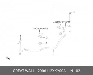 Втулка стабилизатора HAVAL H6,F7,F7x переднего OE 2906112XKY00A GREAT WALL