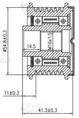 Шкив с обгонной муфтой генер. для а/м Fiat Ducato (06-) 2.3JTD (SGP 1601) SGP 1601 START VOLT