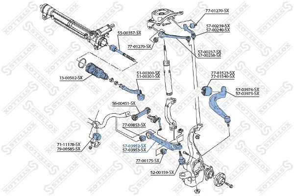 рычаг передний нижний левый!\ Audi A4/A4 Allroad/A5/A6/A7/Q5 1.8-3.2/2.0-3.0D 07 5703952SX STELLOX