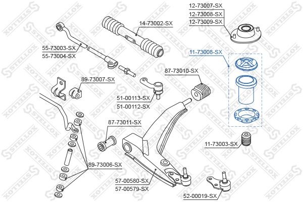 пыльник амортизатора переднего!\ Daewoo Lanos 97> 11-73008-SX STELLOX