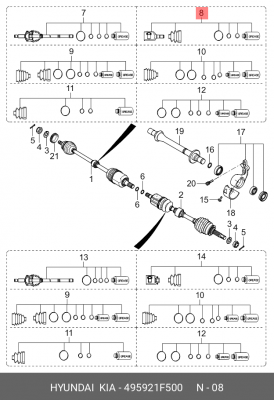 ШРУС внутренний KIA Sportage (04-) (2.0/2.7) OE 495921F500 HYUNDAI KIA