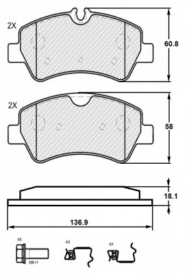 Колодки тормозные задние (Смесь CERAMIC серия PRO) FORD TRANSIT 14-/CUSTOM 12- ( E510413 MILES