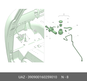 Шланг УАЗ-3909 цилиндра сцепления (ОАО УАЗ) 390900160259010 UAZ UAZ