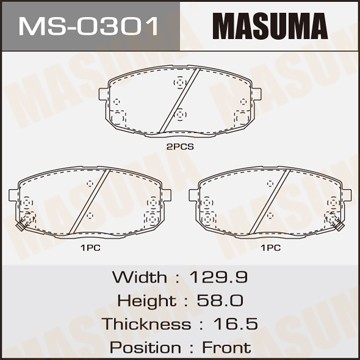 колодки торм.перед.!\ Hyundai I30 1.6i 07> MS0301 MASUMA