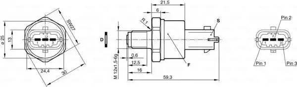 Датчик давления топлива 0281002522 Bosch 0 281 002 522 BOSCH