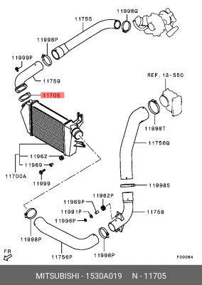 ПРОКЛАДКА ПРОМЕЖУТОЧНОГО ОХЛАДИТЕЛЯ 1530A019 1530A019 MITSUBISHI