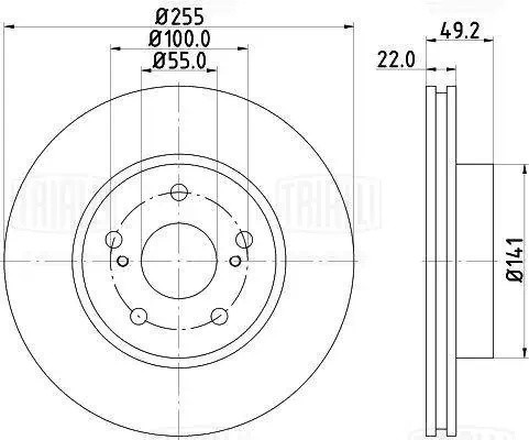 Диск торм. Toyota Prius (03-) перед. d=255 (DF 084120) DF 084120 TRIALLI