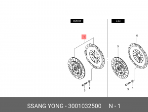 Сцепление SSANGYONG Actyon Sports (12-),Stavic (13-) (D20) (диск+корзина) OE 3001032500 SSANG YONG