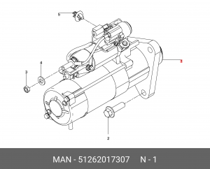 Стартер 90P55 24V 51262017307 MAN