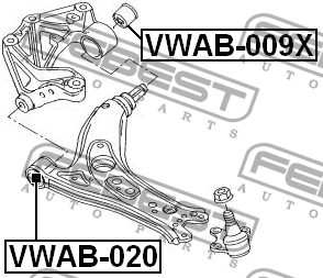 Сайлентблок рычага передний SEAT IBIZA IV (6J5) 2008- VWAB-020 VWAB-020 FEBEST