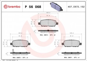 P56068 колодки дисковые задние!\ Suzuki Grand Vitara 2.2/3.2 09>, Nissan Teana/M P 56 068 BREMBO