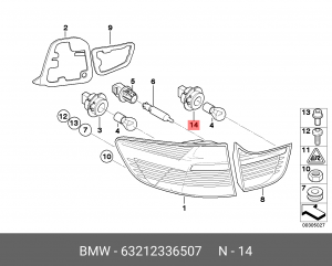 Патрон лампы BMW X6 (E71,Е72) указателя поворота OE 63 21 2 336 507 BMW