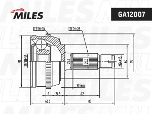 ШРУС наружный HONDA ACCORD/ROVER 600 1.9-2.3 93-99 (с ABS) (GKN 302138) GA20133 GA20133 MILES