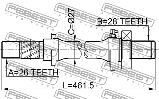Вал привода MAZDA 3 BK 2003-2008 0512-M316AT 0512-M316AT FEBEST