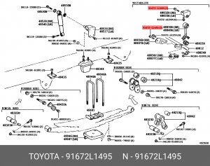 болт! подвески\ Toyota 91672-L1495 TOYOTA