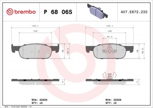 Колодки тормозные Lada X-Ray OE 410605536R P68065 P68065 BREMBO