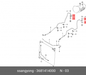 Кольцо уплотнительное SSANGYONG Actyon (06-),Kyron (05-),Rexton (02-) радиатора  3681414000 SSANG YONG
