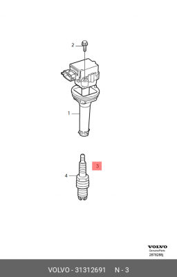 Свеча зажигания VOLVO S60 (11-) комплект (5шт.) OE 31312691 VOLVO