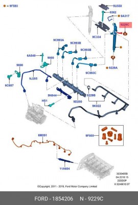 Кольцо уплотнительное топливной форсунки FORD Duratorq CR TC 2.2 1 854 206 1 854 206 FORD