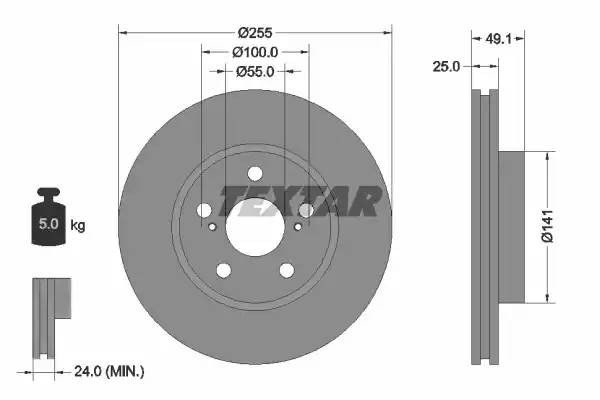 92077400 диск тормозной передний!\ Toyota Caldina/Carina/Celica 92077400 TEXTAR