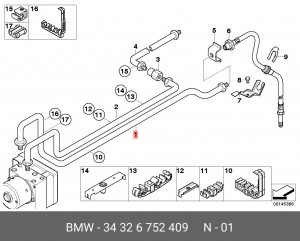 трубопровод тормозной !M10/M12-3684mm \BMW 3 E46 34 32 6 752 409 BMW
