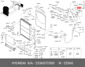 Бачок расширительный HYUNDAI HD170,260,270,450 передний OE 253607C000 HYUNDAI KIA