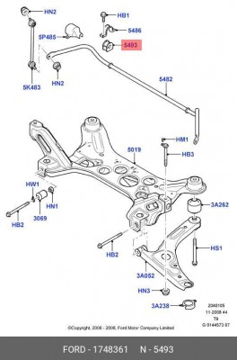 Втулка стабилизатора FORD Transit (06-) переднего OE 1 748 361 FORD