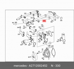 Патрубок MERCEDES C (W204) системы охлаждения ОЕ A  2712002452 MERCEDES BENZ
