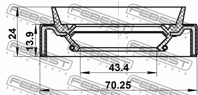 Сальник КПП (45X70X14X24) NISSAN PATHFINDER R51M 2005-2013 95JAS-45701424R 95JAS-45701424R FEBEST