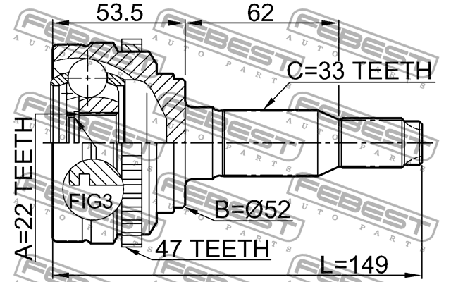 ШРУС внешний CHEVROLET LACETTI 1110-J200A47 1110-J200A47 FEBEST