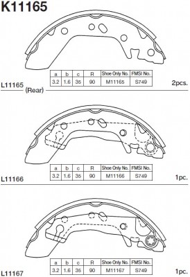K11165-01 FSB606 [5830525A00] !колодки барабанные з.\ Hyundai Acent 1.3-1.6 00> K11165 MK KASHIYAMA