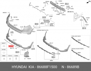 Накладка бампера KIA Sportage (15-) заднего OE 86688F1500 HYUNDAI KIA