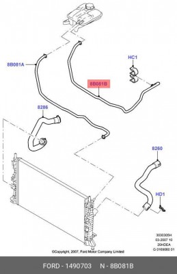 патрубок расширительного бачка!\ Ford Focus 05> 1 490 703 FORD