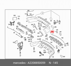 Хомут MERCEDES S (W220) крепления заглушки крюка буксировочного OE A 220 885 00 59 MERCEDES BENZ