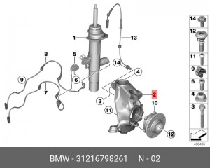 31216798261 Опора поворотная Л ! \BMW 3' F34 GT, LCI, 4' F36 Gran Coupe 31 21 6 798 261 BMW