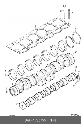 Полукольцо упорное коленвала ДВС MX (1 половинка) 1736755 DAF