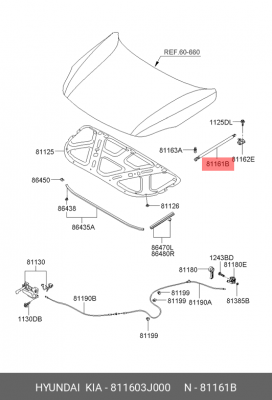 Амортизатор HYUNDAI ix55 (08-) капота OE 811603J000 HYUNDAI KIA