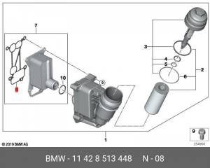 Прокладка теплообменника масл фильтра : N57 BMW 11 42 8 513 448 11 42 8 513 448 BMW