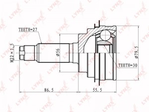 ШРУС наружный к-кт! ABS Subaru Forester S10 96-02/Impreza G11 00-07 CO-7100 LYNXAUTO