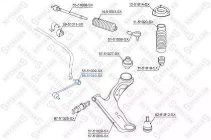 тяга стабилизатора переднего правая!\Hyundai Santa Fe 00> 56-51010-SX STELLOX