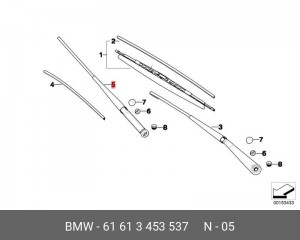 Рычаг стеклоочистителя BMW X3 (E83) (04-) правый OE 61 61 3 453 537 BMW