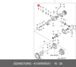Гайка SSANGYONG Actyon (06-),Kyron (05-),Actyon Sport (06-/12-),Rexton (06-) хво 41049090A1 SSANG YONG