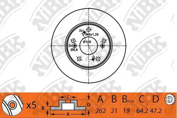 Диск тормозной HONDA Civic (01-10) передний (1шт.) NIBK RN1468 NIBK